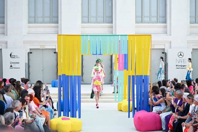 (260915) -- MADRID, Sept. 15, 2026 -- Models present creations by Agatha Ruiz de la Prada during the Madrid Fashion Week in Madrid, Spain, Sept. 15, 2026. (Photo by Gustavo Valiente Xinhua) SPAIN-MADRID-FASHION WEEK-AGATHA RUIZ DE LA PRADA GustavoxValientexHerrero 