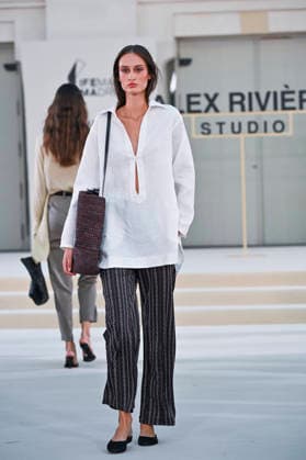 September 15, 2026, Madrid, Spain: A model parades with Alex Riviere design during Mercedes Benz Fashion Week Madrid Cibeles Palace in Madrid, 15 February of 2026 Spain Madrid Spain - ZUMAs197 20260915_aaa_s197_342 Copyright: xAtilanoxGarciax