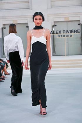 September 15, 2026, Madrid, Spain: A model parades with Alex Riviere design during Mercedes Benz Fashion Week Madrid Cibeles Palace in Madrid, 15 February of 2026 Spain Madrid Spain - ZUMAs197 20260915_aaa_s197_369 Copyright: xAtilanoxGarciax