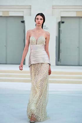 September 15, 2026, Madrid, Spain: A model parades with Hannibal Laguna design during Mercedes Benz Fashion Week Madrid Cibeles Palace in Madrid, 15 February of 2026 Spain Madrid Spain - ZUMAs197 20260915_aaa_s197_555 Copyright: xAtilanoxGarciax