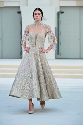 September 15, 2026, Madrid, Spain: A model parades with Hannibal Laguna design during Mercedes Benz Fashion Week Madrid Cibeles Palace in Madrid, 15 February of 2026 Spain Madrid Spain - ZUMAs197 20260915_aaa_s197_573 Copyright: xAtilanoxGarciax