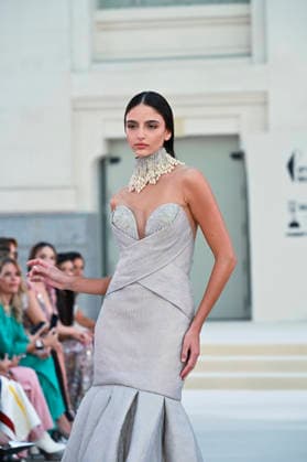 September 15, 2026, Madrid, Spain: A model parades with Hannibal Laguna design during Mercedes Benz Fashion Week Madrid Cibeles Palace in Madrid, 15 February of 2026 Spain Madrid Spain - ZUMAs197 20260915_aaa_s197_600 Copyright: xAtilanoxGarciax