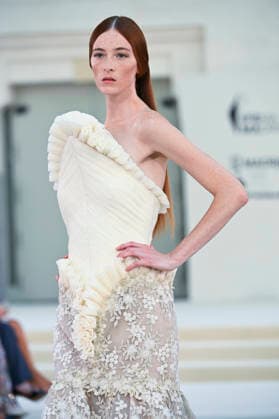 September 15, 2026, Madrid, Spain: A model parades with Hannibal Laguna design during Mercedes Benz Fashion Week Madrid Cibeles Palace in Madrid, 15 February of 2026 Spain Madrid Spain - ZUMAs197 20260915_aaa_s197_606 Copyright: xAtilanoxGarciax