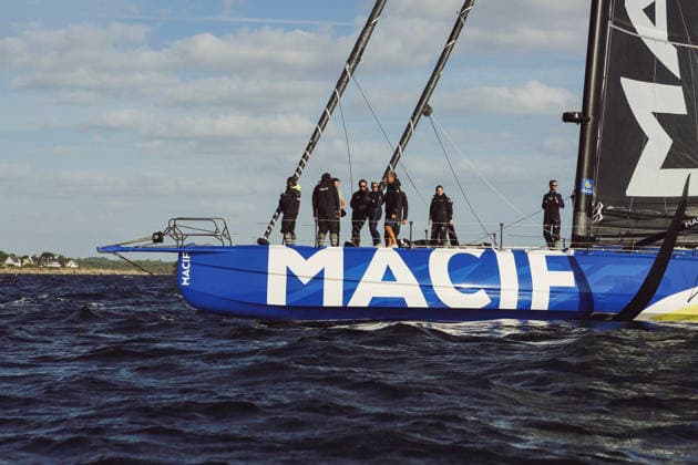Public Tribute To Charlie Dalin - Concarneau MACIF Imoca, Charlie s boat, during the Public tribute to celebrate the memory of skipper Charlie Dalin, winner of 2024-2025 Vendee Globe who passed away on June 2026, succumbing to cancer. Spectacular gathering on the water in the bay of Concarneau in front of the Corniche, of dozens of boats from all disciplines: giant Ultim trimarans, IMOCA class, Figaro, Class 40, Mini 6.50, wingfoils, recreational boats, local fishermen, SNSM (French Sea Rescue Society), a French Navy vessel, and the Abeille Bretagne. September 15, 2026 in Concarneau, France. Photo by Marie-Paola Bertrand-Hillion ABACAPRESS.COM Concarneau Finistere France Copyright: xBertrand-HillionxMarie-Paola ABACAx