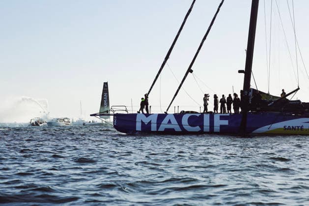 Public Tribute To Charlie Dalin - Concarneau MACIF Imoca, Charlie s boat, during the Public tribute to celebrate the memory of skipper Charlie Dalin, winner of 2024-2025 Vendee Globe who passed away on June 2026, succumbing to cancer. Spectacular gathering on the water in the bay of Concarneau in front of the Corniche, of dozens of boats from all disciplines: giant Ultim trimarans, IMOCA class, Figaro, Class 40, Mini 6.50, wingfoils, recreational boats, local fishermen, SNSM (French Sea Rescue Society), a French Navy vessel, and the Abeille Bretagne. September 15, 2026 in Concarneau, France. Photo by Marie-Paola Bertrand-Hillion ABACAPRESS.COM Concarneau Finistere France Copyright: xBertrand-HillionxMarie-Paola ABACAx