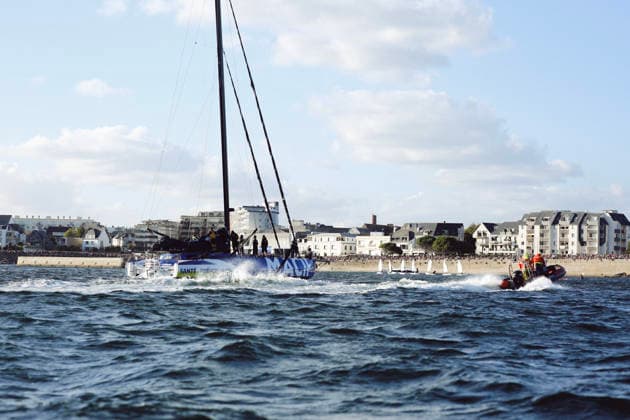 Public Tribute To Charlie Dalin - Concarneau MACIF Imoca, Charlie s boat, during the Public tribute to celebrate the memory of skipper Charlie Dalin, winner of 2024-2025 Vendee Globe who passed away on June 2026, succumbing to cancer. Spectacular gathering on the water in the bay of Concarneau in front of the Corniche, of dozens of boats from all disciplines: giant Ultim trimarans, IMOCA class, Figaro, Class 40, Mini 6.50, wingfoils, recreational boats, local fishermen, SNSM (French Sea Rescue Society), a French Navy vessel, and the Abeille Bretagne. September 15, 2026 in Concarneau, France. Photo by Marie-Paola Bertrand-Hillion ABACAPRESS.COM Concarneau Finistere France Copyright: xBertrand-HillionxMarie-Paola ABACAx