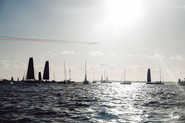 Public Tribute To Charlie Dalin - Concarneau Patrouille de France at the Public tribute to celebrate the memory of skipper Charlie Dalin, winner of 2024-2025 Vendee Globe who passed away on June 2026, succumbing to cancer. Spectacular gathering on the water in the bay of Concarneau in front of the Corniche, of dozens of boats from all disciplines: giant Ultim trimarans, IMOCA class, Figaro, Class 40, Mini 6.50, wingfoils, recreational boats, local fishermen, SNSM (French Sea Rescue Society), a French Navy vessel, and the Abeille Bretagne. September 15, 2026 in Concarneau, France. Photo by Marie-Paola Bertrand-Hillion ABACAPRESS.COM Concarneau Finistere France Copyright: xBertrand-HillionxMarie-Paola ABACAx