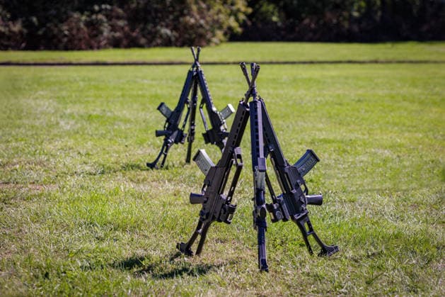 September 15, 2026, Düsseldorf: Side shots taken during a command handover at the North Rhine-Westphalia State Command. G36 assault rifle. Düsseldorf, North Rhine-Westphalia State Command, Wilhelm Raabe Street, North Rhine-Westphalia, Germany