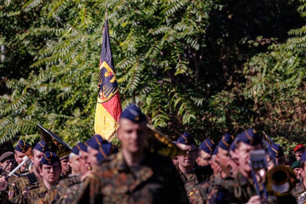 September 15, 2026, Düsseldorf: Side shots taken during a command handover at the North Rhine-Westphalia State Command in Düsseldorf. North Rhine-Westphalia State Command, Wilhelm Raabe Street, North Rhine-Westphalia, Germany