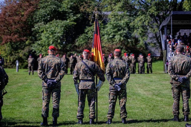 September 15, 2026, Düsseldorf: Side shots taken during a command handover at the North Rhine-Westphalia State Command in Düsseldorf. North Rhine-Westphalia State Command, Wilhelm Raabe Street, North Rhine-Westphalia, Germany
