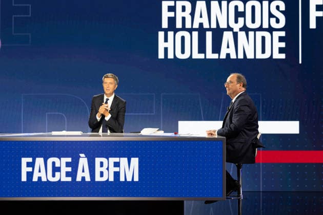 Interview of Francois Hollande on BFMTV - Paris Former french President Francois Hollande appears during an interview on Face a BFM on BFMTV in Paris on September 15, 2026, as part of the French 2027 presidential elections. Photo by Raphael Lafargue ABACAPRESS.COM Paris France  Copyright: xLafarguexRaphael ABACAx