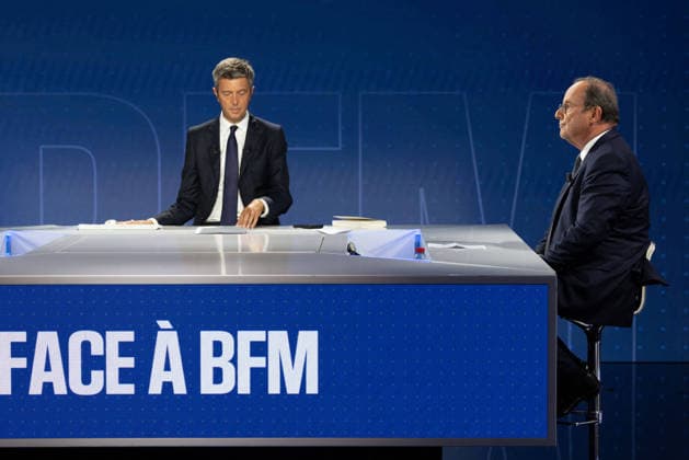 Interview of Francois Hollande on BFMTV - Paris Former french President Francois Hollande appears during an interview on Face a BFM on BFMTV in Paris on September 15, 2026, as part of the French 2027 presidential elections. Photo by Raphael Lafargue ABACAPRESS.COM Paris France  Copyright: xLafarguexRaphael ABACAx