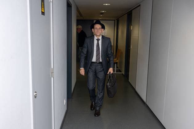 Moshe Friedman arrives for the review in front of Dutch-speaking first instance court of Brussels, of the application for interim relief brought by Moshe Friedman against the Belgian State, seeking to have the US Ambassador, Bill White, declared persona non grata. Moshe Friedman presents himself as a rabbi, a title contested by several Jewish organisations, which have distanced themselves from the ultra-Orthodox activist.  JONASxROOSENS 186614671