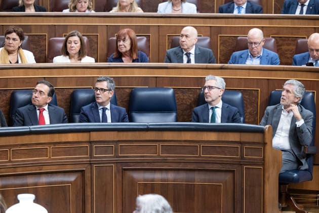 The Government Once Again Faces Questions from Congress on the Crisis in Ceuta I D The Minister of Foreign Affairs, the European Union, and Cooperation, José Manuel Albares; the Minister of the Presidency, Justice, and Relations with Parliament, Félix Bolanos; the Minister of Finance, Arcadi Espana; and the Minister of the Interior, Fernando Grande Marlaska, during a question-and-answer session with the government in the Congress of Deputies on September 16, 2026, in Madrid, Spain. The migration crisis that Ceuta has been experiencing since last July is once again the focus of the opposition’s questions to the government during the question period, with inquiries such as what plans exist for the autonomous city or whether the government be Copyright: xJesusxHellinx 7778264
