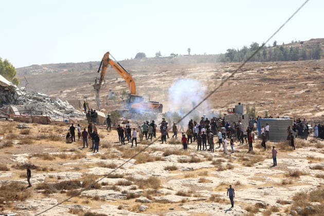 Israeli army demolishes two-story Palestinian house in West Bank HEBRON, WEST BANK, PALESTINE - SEPTEMBER 16: Palestinians protest the demolition as Israeli forces demolish of a two-story Palestinian house in the Hillet al-Hams area of Yatta town in Hebron, West Bank, Palestine on September 16, 2026. Wisam Hashlamoun Anadolu Hebron West Bank. Editorial use only. Please get in touch for any other usage.  Copyright: x2026xAnadoluxWisamxHashlamounx