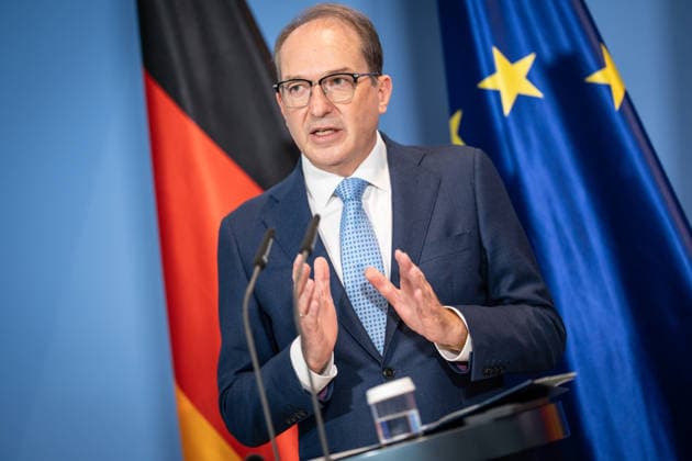 Federal Minister of the Interior Alexander Dobrindt (CSU) during a press conference at the Federal Chancellery: 10-Point Plan for Better Protection Against Islamist Terrorism, Press Conference at the Federal Chancellery, Berlin, Berlin, Germany, Federal Chancellery