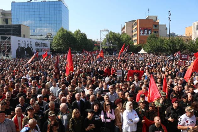 Kosovo s ex-President Thaci sentenced to 25 years for war crimes PRISTINA, KOSOVO - SEPTEMBER 16: People who filled the squares in Kosovo s capital Pristina watch the verdict hearing in the trial of Kosovo Liberation Army (KLA) commanders Thaci, Krasniqi, Veseli, and Selimi on September 16, 2026. Former Kosovo President Hashim Thaci, who has been standing trial in custody in The Hague, Netherlands, was found guilty of war crimes and sentenced to 25 years in prison. Erkin Keci Anadolu Pristina Kosovo. Editorial use only. Please get in touch for any other usage.  Copyright: x2026xAnadoluxErkinxKecix