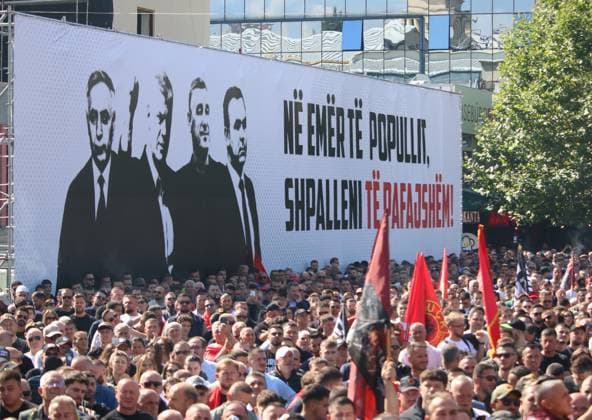 Kosovo s ex-President Thaci sentenced to 25 years for war crimes PRISTINA, KOSOVO - SEPTEMBER 16: People who filled the squares in Kosovo s capital Pristina watch the verdict hearing in the trial of Kosovo Liberation Army (KLA) commanders Thaci, Krasniqi, Veseli, and Selimi on September 16, 2026. Former Kosovo President Hashim Thaci, who has been standing trial in custody in The Hague, Netherlands, was found guilty of war crimes and sentenced to 25 years in prison. Erkin Keci Anadolu Pristina Kosovo. Editorial use only. Please get in touch for any other usage.  Copyright: x2026xAnadoluxErkinxKecix