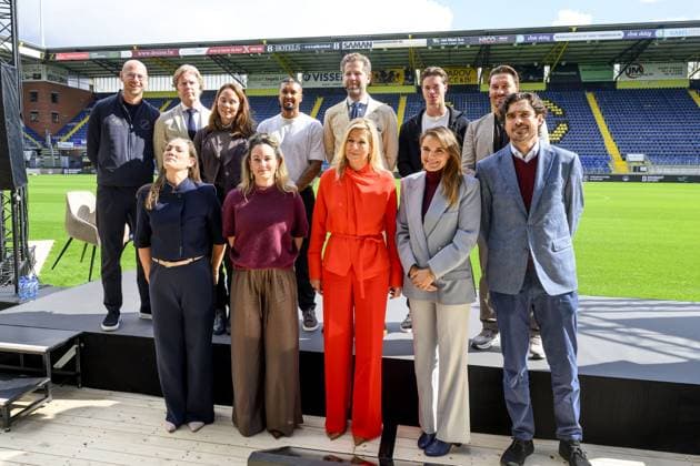breda, The Netherlands, 2026-09-16 14:51:13 BREDA, 14-02-2026, NAC Breda Queen Maxima attends a meeting of the Cinetree Foundation regarding the documentary *Echte Mannen Huilen Niet* (Real Men Don t Cry) at the NAC Breda stadium. This documentary focuses on the mental health of men in the world of football. PHOTO: NLBeeld Patrick van Emst Credit: NL Beeld Patrick van Emst  Copyright: xx x
