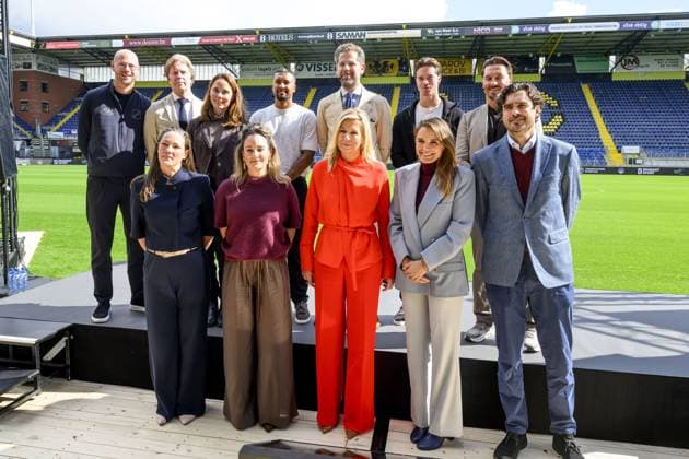 breda, The Netherlands, 2026-09-16 14:51:13 BREDA, 14-02-2026, NAC Breda Queen Maxima attends a meeting of the Cinetree Foundation regarding the documentary *Echte Mannen Huilen Niet* (Real Men Don t Cry) at the NAC Breda stadium. This documentary focuses on the mental health of men in the world of football. PHOTO: NLBeeld Patrick van Emst Credit: NL Beeld Patrick van Emst  Copyright: xx x