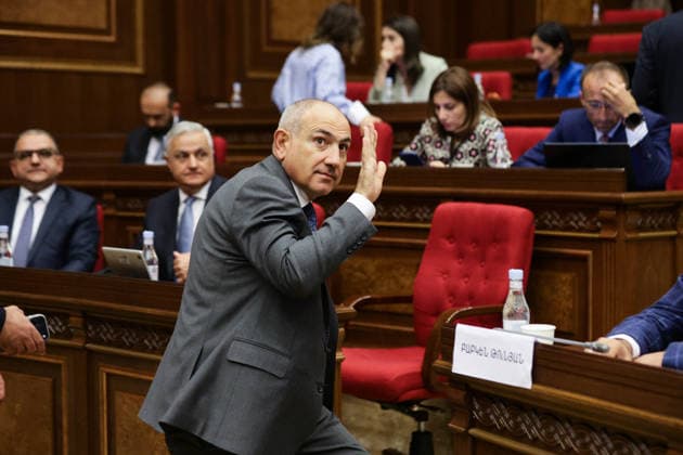 ARMENIA, YEREVAN - SEPTEMBER 16, 2026: Armenia s Prime Minister Nikol Pashinyan (C) attends the second session of the Armenian National Assembly of the 9th convocation. Alexander Patrin TASS  97821135