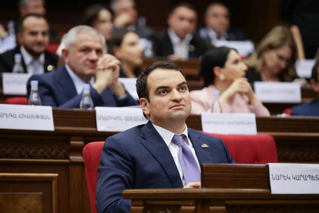 ARMENIA, YEREVAN - SEPTEMBER 16, 2026: Narek Karpetyan, head of the Strong Armenia party, attends the second session of the Armenian National Assembly of the 9th convocation. Alexander Patrin TASS  97821149