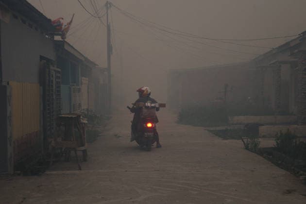 Wildfires fueled by El Nino affect Indonesia PALEMBANG, INDONESIA - SEPTEMBER 16: A motorist rides through the smoke as wildfire breaks out near their house in Sematang Borang district of Palembang, South Sumatra, Indonesia, on September 16, 2026. El Nino conditions are fueling wildfires across Indonesia, with around 113,336 cases of respiratory illness reported, according to health officials. Children under the age of 5 account for 26,545 cases, more than 20% of all recorded acute respiratory infection cases. Around 12.5 million people have been affected by wildfires, according to data from the Indonesian Health Ministry. Muhammad Fajri Anadolu Palembang Indonesia. Editorial use only. Please get in touch for any other usage.  Copyright: x2026xAnadoluxMuhammadxFajrix