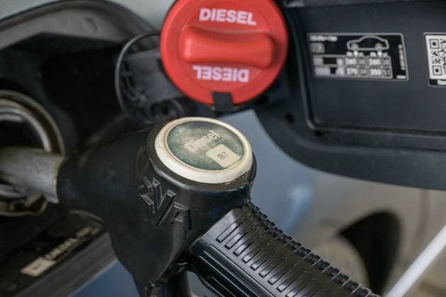 Diesel fuel nozzle at a gas station, HOCKENHEIM, Germany, September 16, 2026. A diesel fuel nozzle at a gas station—a symbolic image representing gas prices and fuel costs.