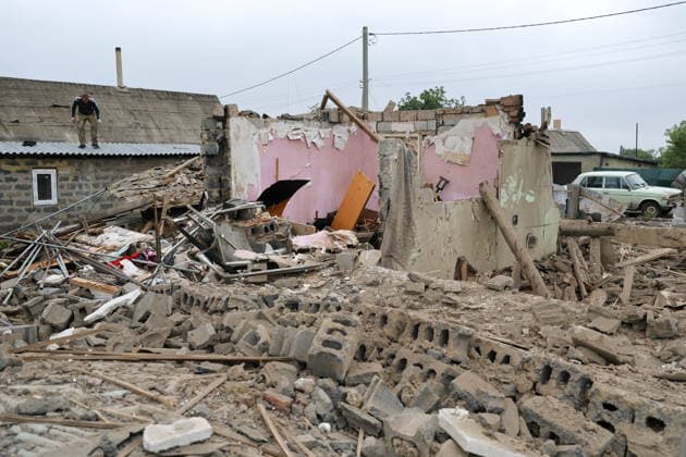 RUSSIA, DONETSK PEOPLE S REPUBLIC - SEPTEMBER 16, 2026: A view of a house destroyed by a drone strike in Zolotorevka. Dmitry Yagodkin TASS  97818258