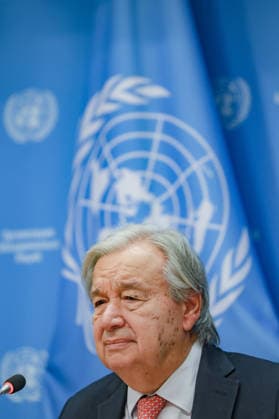 September 16, 2026, New York, New York, United States: United Nations Secretary-General ANTONIO GUTERRES speaks during his final press conference ahead of the UN General Assemblyâ€⠢s annual High-Level Week as Secretary-General, at UN Headquarters. Ahead of UNGA81, Guterres addressed escalating global conflicts and geopolitical divisions, the climate crisis, widening inequality and the rapid development of artificial intelligence, calling for stronger international cooperation, respect for the UN Charter and international law, and greater global safeguards around AI. Guterresâ€⠢ second and final term as UN Secretary-General concludes at the end of 2026. New York United States - ZUMAo116 20260916_znp_o116_001 Copyright: xBiancaxOterox