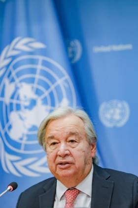 September 16, 2026, New York, New York, United States: United Nations Secretary-General ANTONIO GUTERRES speaks during his final press conference ahead of the UN General Assemblyâ€⠢s annual High-Level Week as Secretary-General, at UN Headquarters. Ahead of UNGA81, Guterres addressed escalating global conflicts and geopolitical divisions, the climate crisis, widening inequality and the rapid development of artificial intelligence, calling for stronger international cooperation, respect for the UN Charter and international law, and greater global safeguards around AI. Guterresâ€⠢ second and final term as UN Secretary-General concludes at the end of 2026. New York United States - ZUMAo116 20260916_znp_o116_003 Copyright: xBiancaxOterox