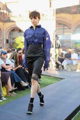 September 16, 2026, Madrid, Spain: A model parades with Acromatyx design during the Mercedes Benz Fashion Week Madrid at Cibeles Palace in Madrid. Madrid Spain  - ZUMAs197 20260916_aaa_s197_324 Copyright: xAtilanoxGarciax
