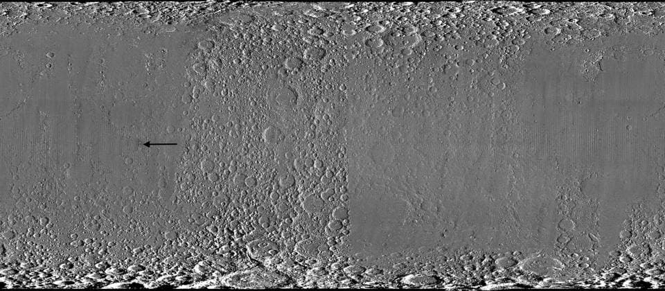 A global view of the Moon made by stitching together hundreds of images from the Wide-Angle Camera aboard NASA s Lunar Reconnaissance Orbiter (LRO). Robert Wagner, image processing specialist for LRO, made this map using two sets of mages taken several years apart. He used a software designed to highlight any changes between the two sets. Anything that stayed the same turned gray; anything different showed up as bright or dark patches. A black arrow just left of center points to McGetchin crater. Officially named McGetchin after pioneering lunar scientist Tom McGetchin, the crater formed on the Moon s eastern edge sometime between April 11 and May 22, 2024, after a comet or asteroid the size of a three- to six-story building hit the surface  WAX2026091604 NASA