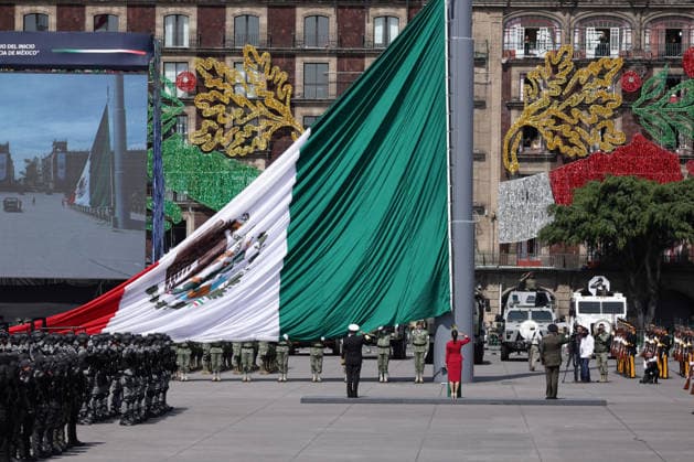 September 16, 2026, Mexico City, Mexico: Mexican President CLAUDIA SHEINBAUM PARDO led the Civic-Military Parade marking the 216th anniversary of the beginning of Mexicos Independence, which started at the Zocalo and traveled along Paseo de la Reforma to Campo Marte in Mexico City. The Armed Forces displayed military equipment and technology, including tactical drones and the Xolotl robot, designed to handle situations involving explosive devices. She was accompanied by Defense Secretary GENERAL RICARDO TREVILLA TREJO and Navy Secretary Admiral RAYMUNDO PEDRO MORALES ANGELES. Mexico City Mexico  - ZUMAl178 20260916_znp_l178_062 Copyright: xCristianxLeyvax