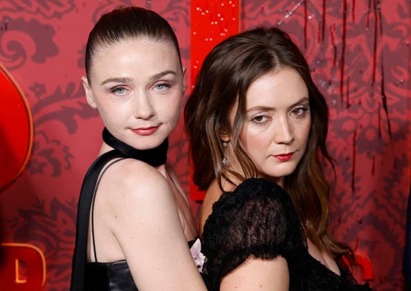 Jessica Barden and Billie Lourd arrive on the red carpet for the Netflix Monster: The Lizzie Borden Story New York Premiere on Wednesday, September 16, 2026 in New York City.  NYP20260916133 JohnxAngelillo