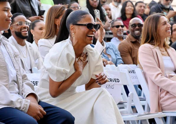 Actress Nia Long reacts to comments during an unveiling ceremony honoring her with the 2,857th star on the Hollywood Walk of Fame in Los Angeles on Wednesday, September 16, 2026.  LAP2026091631 JIMxRUYMEN