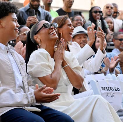 Actress Nia Long reacts to comments during an unveiling ceremony honoring her with the 2,857th star on the Hollywood Walk of Fame in Los Angeles on Wednesday, September 16, 2026.  LAP2026091632 JIMxRUYMEN
