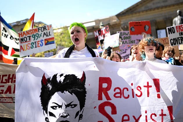 STUDENTS PROTEST HANSON, Protesters gather during a Students Say No To Hanson nationwide rally, Melbourne, Thursday, September 17, 2026. ( NO ARCHIVING MELBOURNE VICTORIA Australia  Copyright: xJAMESxROSSx 20260917118549868761