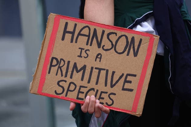 STUDENTS PROTEST HANSON, Scenes during a Students Say No To Hanson nationwide rally, Brisbane, Thursday, September 17, 2026. ( NO ARCHIVING BRISBANE QUEENSLAND Australia  Copyright: xJASONxO BRIENx 20260917111316229900