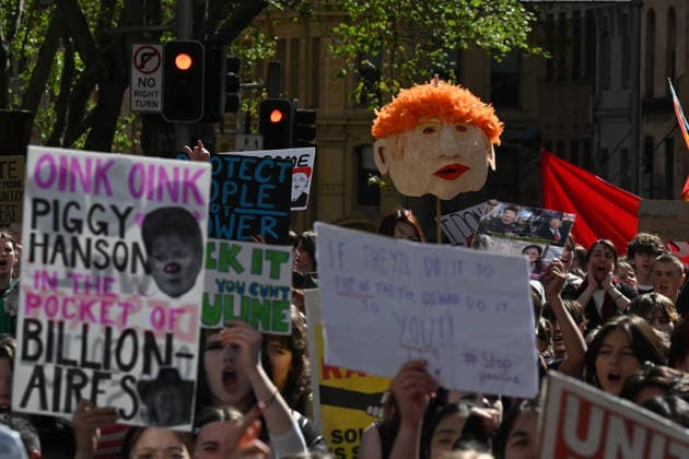 STUDENTS PROTEST HANSON, NSW school students gather for a Students Say No To Hanson nationwide rally at Sydney Town Hall in Sydney, Thursday, September 17, 2026. ( NO ARCHIVING SYDNEY NEW SOUTH WALES Australia  Copyright: xDEANxLEWINSx 20260917189069196288