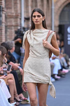 September 16, 2026, Madrid, Spain: A model parades with MoisÃ s Nieto design during Mercedes Benz Fashion Week Madrid Cibeles Palace. Madrid Spain  - ZUMAs197 20260916_aaa_s197_488 Copyright: xAtilanoxGarciax