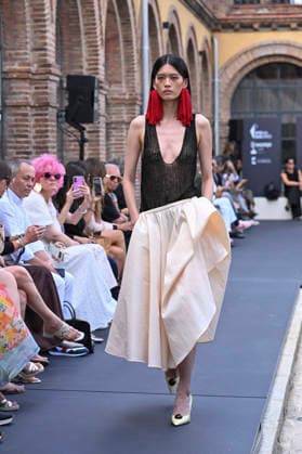 September 16, 2026, Madrid, Spain: A model parades with MoisÃ s Nieto design during Mercedes Benz Fashion Week Madrid Cibeles Palace. Madrid Spain  - ZUMAs197 20260916_aaa_s197_508 Copyright: xAtilanoxGarciax