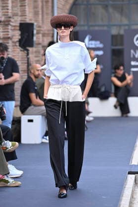 September 16, 2026, Madrid, Spain: A model parades with MoisÃ s Nieto design during Mercedes Benz Fashion Week Madrid Cibeles Palace. Madrid Spain  - ZUMAs197 20260916_aaa_s197_524 Copyright: xAtilanoxGarciax