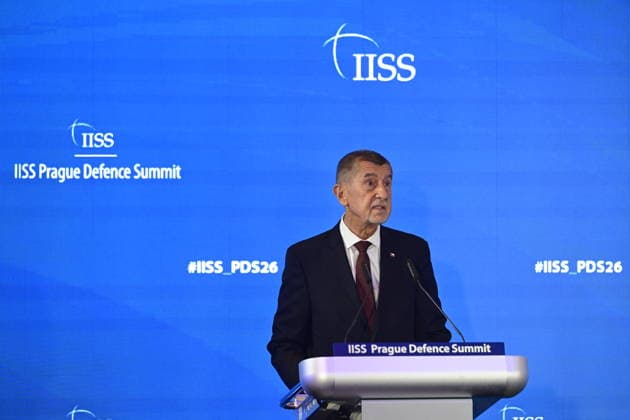 Czech Prime Minister Andrej Babis (ANO) speaks at the IISS Prague Defence Summit 2026, in Prague, Czech Republic, on September 17, 2026. (CTKxPhoto RomanxVondrous) CTKPhotoP2026091702320  CTKPhotoP2026091702320
