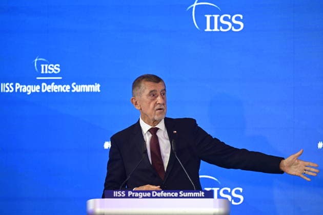 Czech Prime Minister Andrej Babis (ANO) speaks at the IISS Prague Defence Summit 2026, in Prague, Czech Republic, on September 17, 2026. (CTKxPhoto RomanxVondrous) CTKPhotoP2026091702354  CTKPhotoP2026091702354