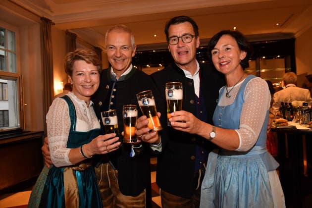 Michael Möller with his wife Irmgard and Dr. Jörg Lehmann with his wife at the premiere of Oktoberfest: A Musical—Beinah wahr¦ An Almost True Story, a comedy at the Bayerischer Hof in Munich on September 16, 2026