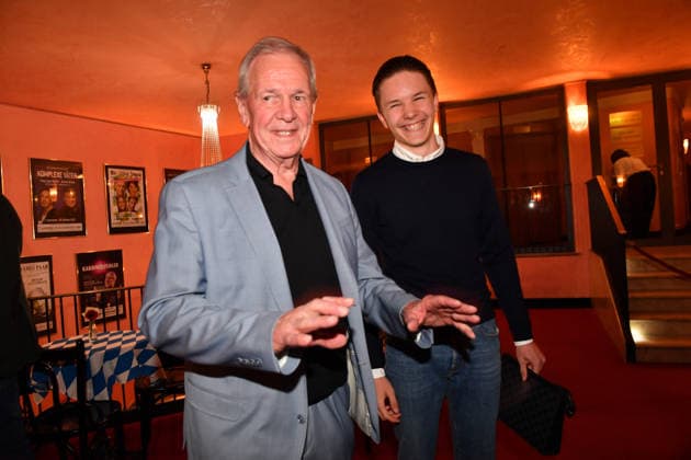 Fritz Egner with his son: Premiere of Oktoberfest: A Musical—Almost True (An Almost True Story), a comedy at the Bayerischer Hof in Munich, September 16, 2026