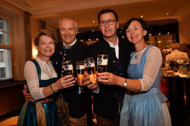 Michael Möller with his wife Irmgard and Dr. Jörg Lehmann with his wife at the premiere of Oktoberfest: A Musical—Beinah wahr¦ An Almost True Story, a comedy at the Bayerischer Hof in Munich on September 16, 2026