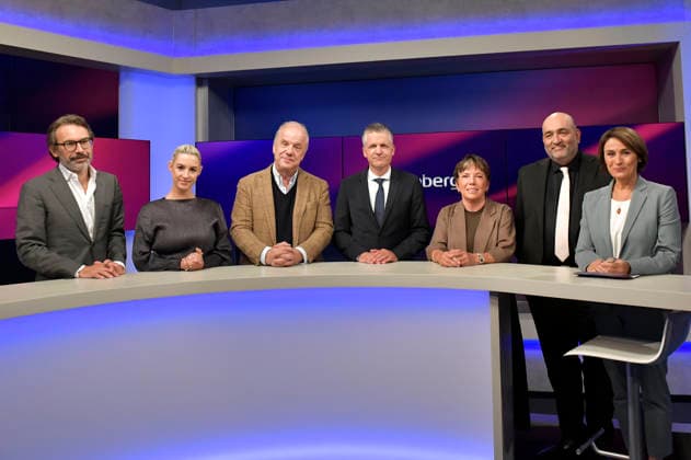 Rene Pfister, Victoria Reichelt, Hubertus Meyer Burckhardt, Thorsten Frei, Margot Käßmann, Omid Nouripour, and Sandra Maischberger on the ARD talk show *maischberger* at the studio in Berlin-Adlershof, Berlin, September 16, 2026 Foto:xM.xBehrensx xFuturexImagex maischberger1609_6902