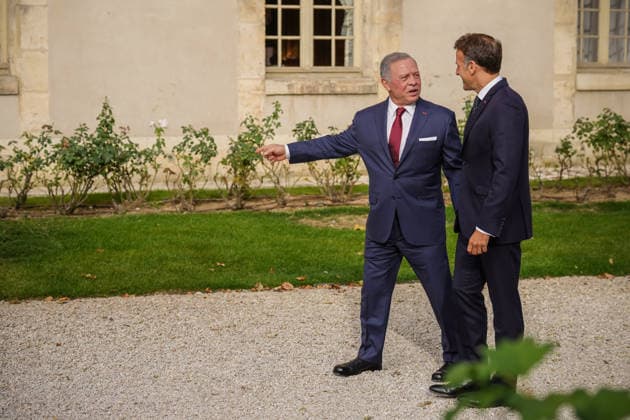 French President Receives Jordan s King Aurelien Morissard MAXPPP MAXPPP Paris, Sept. 17, 2026 French President Emmanuel Macron welcomes Jordan s King Abdullah II ahead of a meeting of the Aqaba Process in support of the Lebanese Armed Forces at the Hôtel des Invalides in Paris, France, Thursday, September 17, 2026 Aurelien Morissard MAXPPP Paris, France  Copyright: xMAXPPPxAurelienxMorissard MAXPPPx MOR202609172285 MOR202609172285